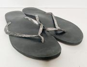 Reef Black Grey Snakeskin Flip Flop Sandals Women’s Size 10