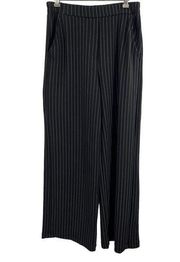 Bershka Black Pinstripe Wide Leg Relaxed Pant Medium