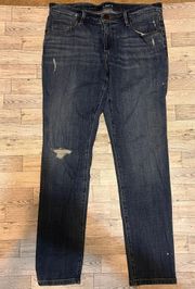 Loft 29/8 Jeans Relaxed Skinny  Medium Wash Distressed Mid Rise Women