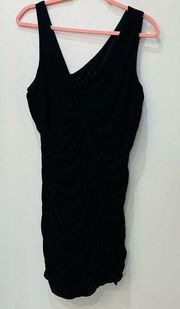 Ashley Stewart black short bodycon dress sleeveless braided front ruched sz 1X
