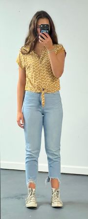 Yellow Cropped Button Down