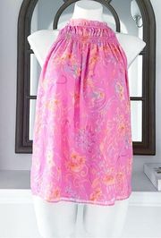 Ramy Brook Harlie Paisley Halter Neck Tank Top, Pink Size S New w/Tag $295