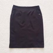 Black Button Pocket Pencil Skirt