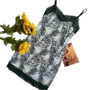 Tropical leaf print sleeping slip chemise dress