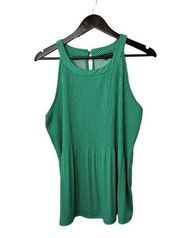 Adrianna Papell Green & White Polka Dot Ribbed Sleeveless Top Womens Size Large