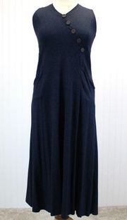 NEW Soft Surroundings Womens XL Marjorelle Knit Maxi Dress Navy Blue Resort