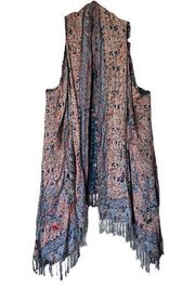 NEW Sleeveless Boho Bohemian Indian Style Embroidered Print Reversible Duster