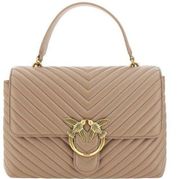 PINKO Beige Calf Leather Love Lady Handbag/One Size/Beige NWT