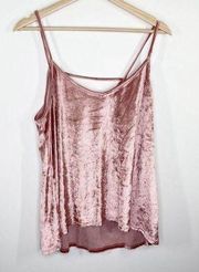 Peach Love Pink Velour V-Neck Cutout Back Tank Top Women's Size Large L