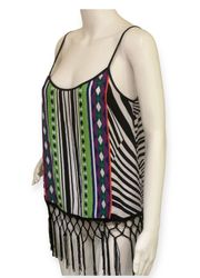 Womens Cropped Top Fringe Multicolored