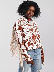 cow print denim jacket 