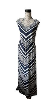 Womens  Sleeveless Striped Blue And White Maxi M