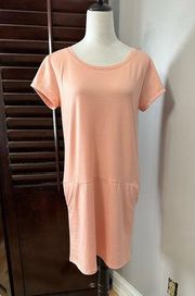 Caslon Womens T Shirt Dress Peach Drop Waist Scoop Short Sleeve Stretch S New