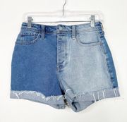 Hollister | Ultra High Rise Mom Vintage Stretch Two Tone Jean Shorts Sz. 26