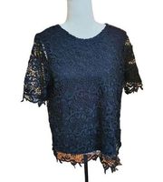 NWT Philosophy Size M Black Lace Blouse