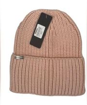 Steve Madden Women’s Pink Blush Ribbed Wide Cuff Winter Beanie ONE SIZE