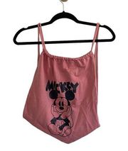 Pink black sparkle glitter Mickey Mouse drawstring fabric bag backpack