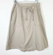 Vintage Montego Bay Tan Khaki Tie Waist Wrap Skirt with Pockets Size L