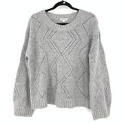 Roller Rabbit Sweater Women's Size Small Crewneck Gray Pointelle Wool *READ