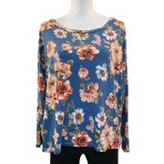 WOMEN’S Rags and Couture blue with peach floral top