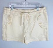 Vince Linen Blend Cream Shorts L