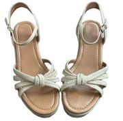 J. Crew Strappy Raffia Espadrilles Platform Wedges Sandals Size 9.5