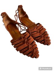 Brocki Cinnamon Suede Braided Strappy Hurache Sandal 7.5 / 38