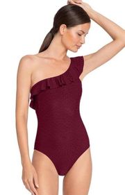 New. Robin Piccone burgundy ruffle swimsuit. MSRP $162. Size 4