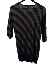 Rock & Republic Black Gold Metallic Sweater Size Medium