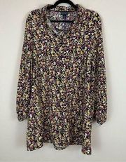 Scoop | Colorful Floral Long Sleeve Swingy Shirtdress Size Medium Women's