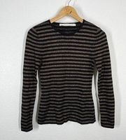 &Other Stories Striped Ribbed Knit Sweater Size Small S Black Gold Metallic