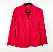 SUSAN GRAVER Red Lined Long Sleeves Matching Buttons Jacket, Size Medium