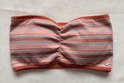 Boho Orange Pink Blue Striped Ribbed Bandeau Bralette Crop Top MED