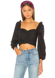 Lovers + Friends Octavia Black Poplin Crop Top XS