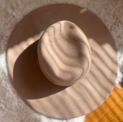 Hand painted tan felt wide brim hat