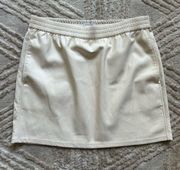 Aritzia Babaton Faux Leather Cream Neutral Mini Going Out Skirt Size Women’s L