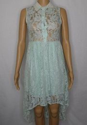 Alythea High Low Floral Lace Pearl Dress Mint SM