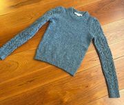 Devil Melange Pointelle Knit Blue Sweater