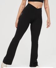 Black Crossover Flare Leggings