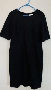 Christopher & Banks Black Sheath Dress 10 Half Sleeve Zip Stretch A10