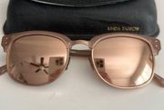 Linda Farrow Clubmaster 24k Rose Gold-Plated Pink Mirrored Sunglasses Square