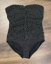 Strapless Polka Dot One Piece Swimsuit Women's Size 14 NWT