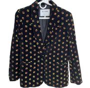 RE/DONE 70s Blazer Black Velvet Floral Size Small Vintage Look Rare Find