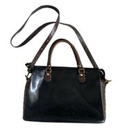 Brahmin Black And Brown Croc Leather 2 Way Convertible Shoulder Bag