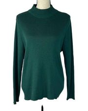 Karen Scott Small Mock Neck Sweater Ribbed Stretch Long Sleeve Pullover Green