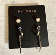 Halogen set of 3 post earrings