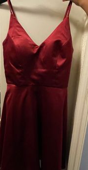 Maroon Fit N Flare Homecoming Dress