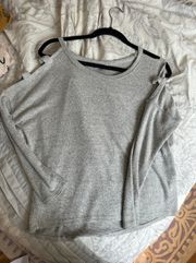 Gray Sweater with Cut Outs