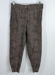 Anthropologie Kalea animal print corduroy high waisted jogger pants size medium