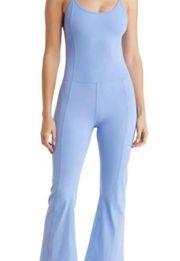 Zella Crop Jumpsuit Adjustable Straps Medium Blue Workout Active